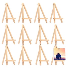 Pack of 25 Mini Wooden Display Easels, Small Art Desktop Easels, Wooden Mini Triangle Easels, Mini Wooden Table Stand, for Photos, Crafts, Weddings, Dining Tables (16 x 9 cm)
