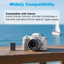 Moiloam LP-E12 Battery Pack 875mAh Li-ion Compatible with Canon EOS-M, EOS M2, EOS M10, EOS M50, EOS M50 Mark II, EOS M100, EOS M200, SX70 HS, Rebel SL1 Digital Cameras.
