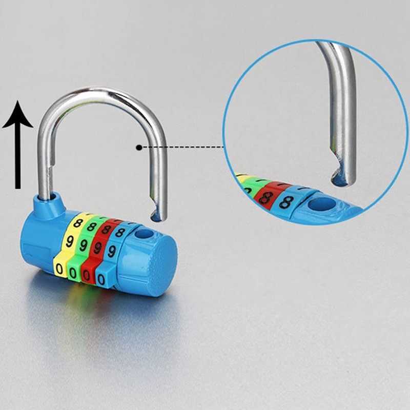 4-Digit Combination Padlock, Colourful Dials Security Password Lock for Gym,