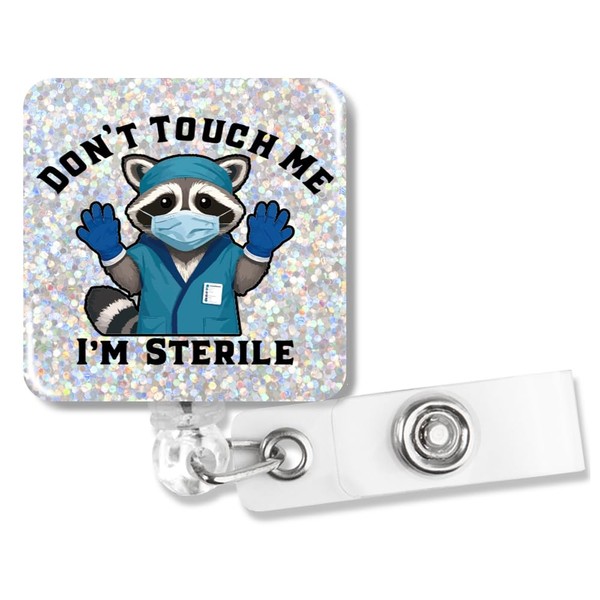 PUVOXHO Don't Touch Me I'm Sterile Cute Raccoon Glitter Badge
