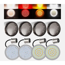 Unbranded 1157 1156 Front Rear LED Turn Signal Insert Brake Lights Smoke Lens for Harley