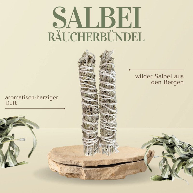 JEEBUTY Sage Incense Bundles, 2 Pieces, Approx. 20 cm &