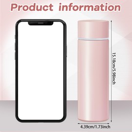 Irenare 5oz Mini Water Bottle Mini Insulated Stainless Steel Bottle Purse Water Bottle Cute Leak Proof Flask Keeps Drink Cold and Hot for Purse Women(Light Pink,1 Piece)