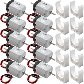 JYUDAUFU 10 Pcs 130 Dual Shaft Micro Motor DC 3V 11000 RPM Strong Magnetic Double Round Shaft Black Tail Shell Motor with Bracket, for RC Toy Car Boat/Robot/Mini Fan/DIY/Test/for Arduino