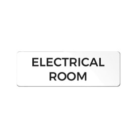 Electrical Room Sign, Durable ABS Plastic with Full Adhesive Backing, Sign for Door or Wall, 2x6" (White)