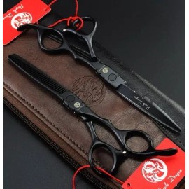 Purple Dragon Hermoso Set Tijeras Corte Cabello Peluquero Estuche 5.5