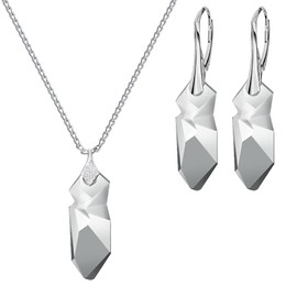 Panda-Jewellery 925 Sterling Silver Jewellery Set with Crystals - Broken - Many Colours - Earrings for Women - Necklace with Pendant - Jewellery for Women with Gift Box, Sterling Silver, Crystal