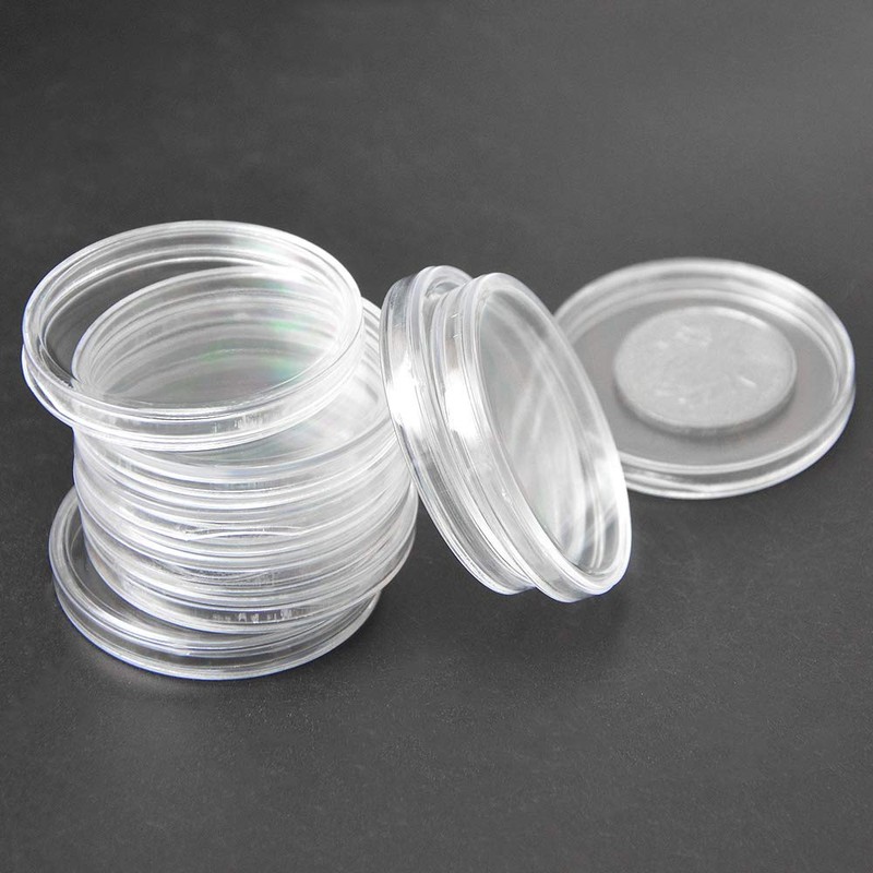 WMYCONGCONG 100 PCS 40mm Coin Storage Container Box Clear Coin