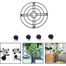 Soporte móvil para plantas, con ruedas, carrito rodante, para patio, soporte de plantas de metal, para jardín, base ajustable para flores para interiores y exteriores (30 x 6 cm)