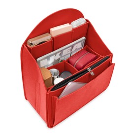 HyFanStr Felt Bag Organiser Backpack, Backpack Organiser with Zip Pocket, Backpack Handbag Organiser for Backpack, Red, S