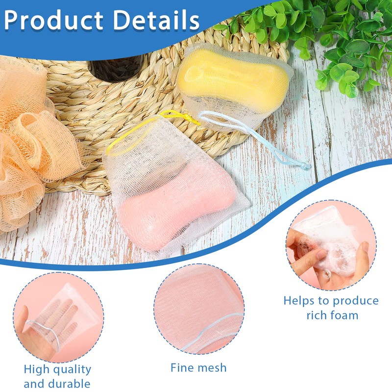 Mozeat Lens 20 PCS Exfoliating Mesh Soap Saver Pouch Bag