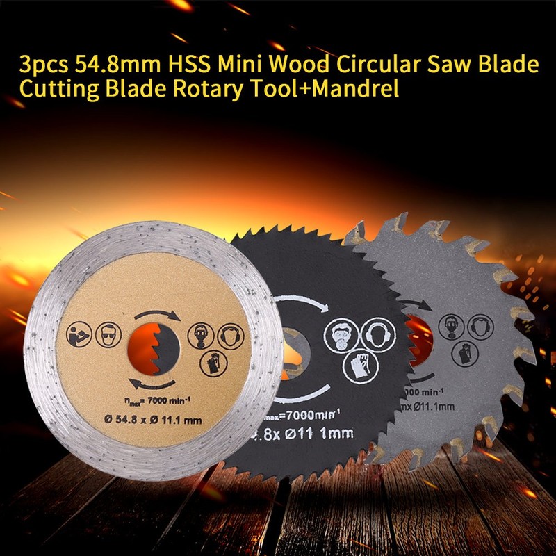 Circular Saw Blade, 3 Pcs 54.8mm HSS Mini Cutting Blade