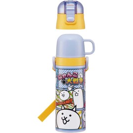 Skater SKDC4-A Children's Stainless Steel Water Bottle, 2-Way Direct Drinking, 16.5 fl oz (470 ml), Cup Drinking, 15.2 fl oz (430 ml), Cat War, 23, Children's Friendly, Lightweight Type, Boy's Hot and
