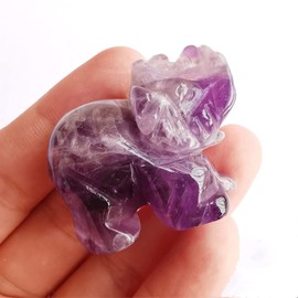 Manekieko Natural Amethyst Elephant Pocket Crystals and Healing Stones Figurine,1.5 Inches Room Decor Gemstone Collectibles