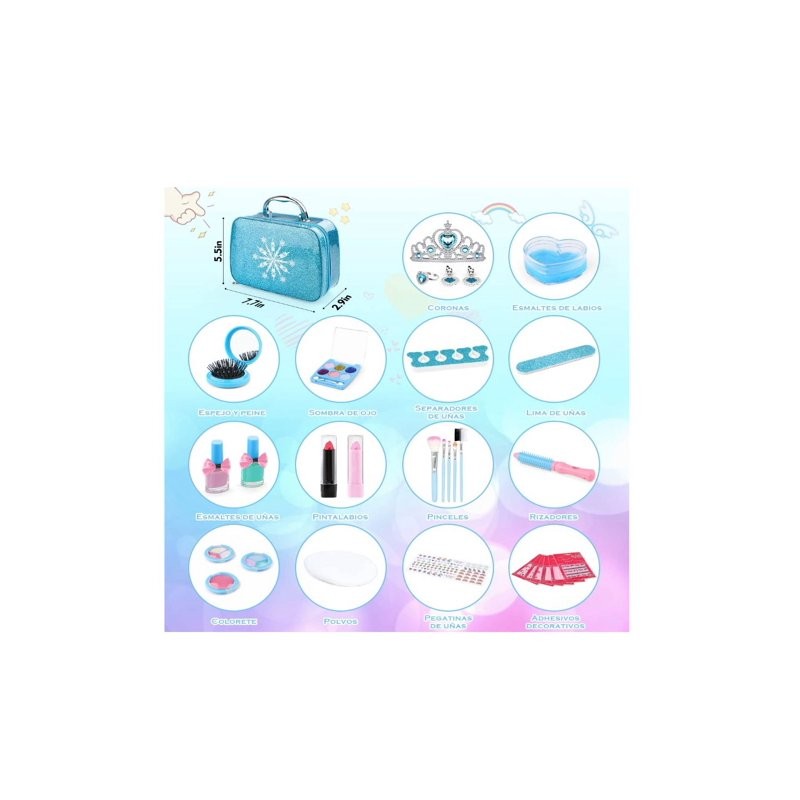 Kit De Maquillaje Para Niñas 32 Pcs Azul Malubero Juegos