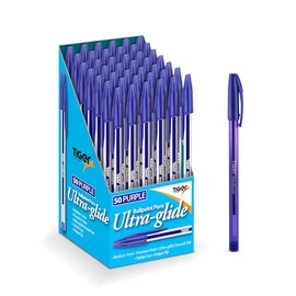 Lotus Pack of 10 Coloured Ink Medium Point Nib Ultra Glide Smooth Ink Precision Ballpoint Pens (Blue, 10 Pack)