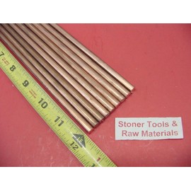 9 Pieces 1/4" C110 Copper Round Rod 12" Long H04 .250" CU New Lathe Bar Stock