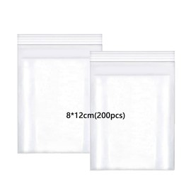 huruirui 8 x 12 cm Ziplock Bags, Pack of 200 Zip Bags, Resealable Transparent Plastic Bags, Small Sealing Bag, Zip Bag Set, Small, Waterproof, 100 μm
