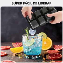2Pcs Moldes Para Cubitos De Hielo Con Tapa，Moldes De Silicona Para Cubitos De Hielo，8 Cavidade Moldes Para Paletas Heladas Con Tapa,Seguro Y Duradero, Apto Para Hacer Cubitos De Hielo. (A)
