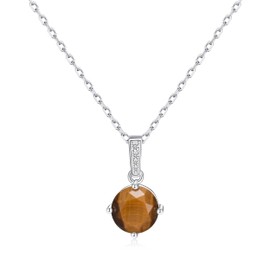 Philip Jones Sterling Silver Tigers Eye Gemstone Necklace