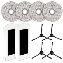 (10 Pack) Replacement Parts Compatible with ECOVACS DEEBOT T30S/ T30S Combo/ T30 Pro Omni/ T30 Omni/Yeedi M12 Pro+ Robot Vacuum, Accessories Kit, 4 Mop Pads, 2 HEPA Filters, 4 Side Brushes