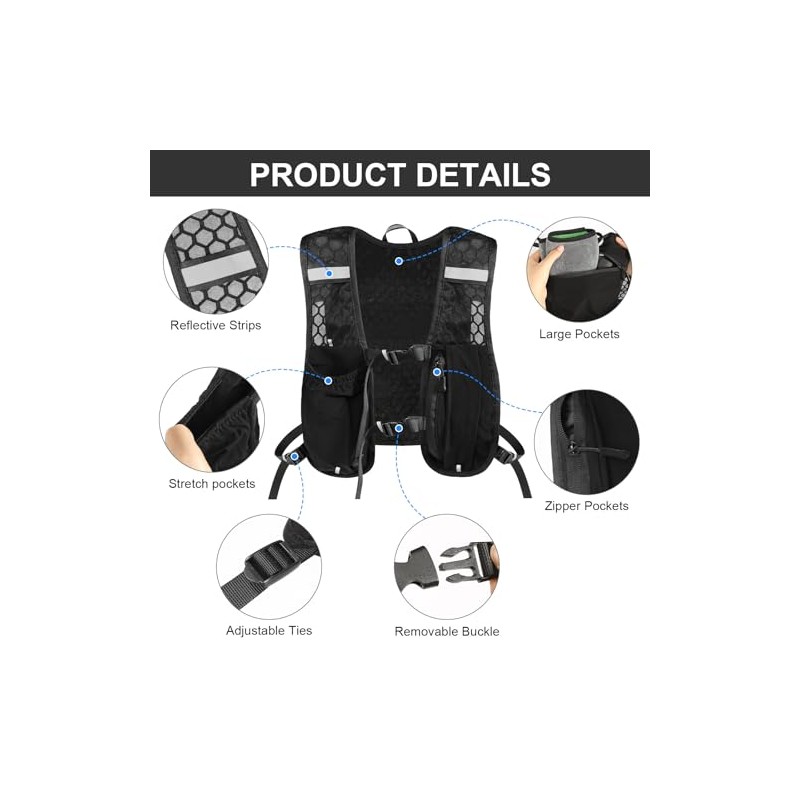 Running Vest for Men and Women, Breathable & Reflective Hydration