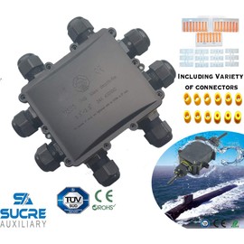 Sucre Auxiliary ® 24A 450V 8 Way Large Box IP68 Waterproof Electrical Cable Wire Connector Junction XL Size Box 4-14 mm Cable Range (8 Way)