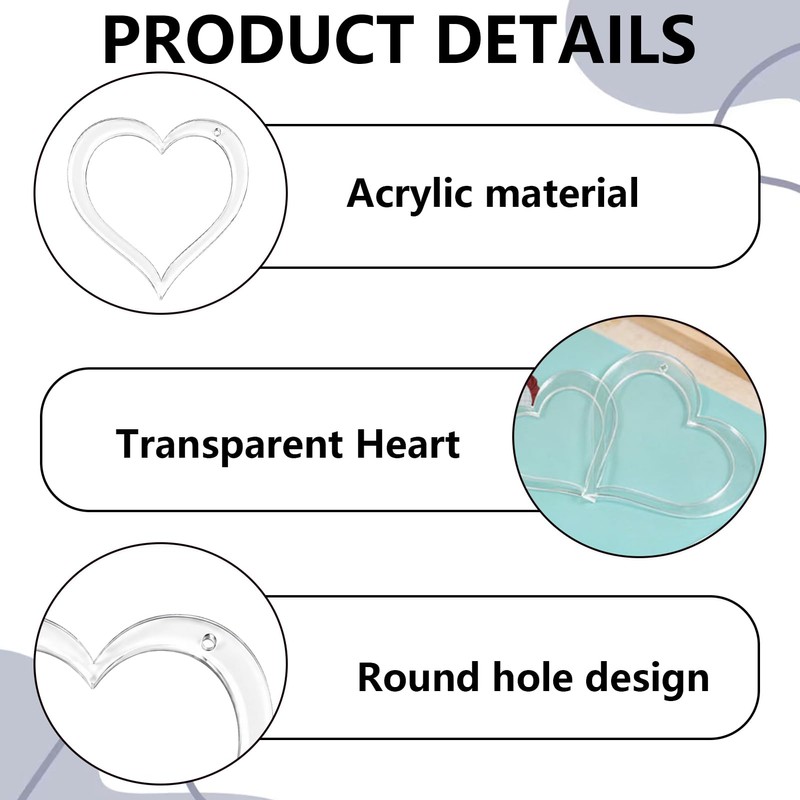 6Pcs Acrylic Quilting Templates Set, Transparent Heart Cutting Ruler with
