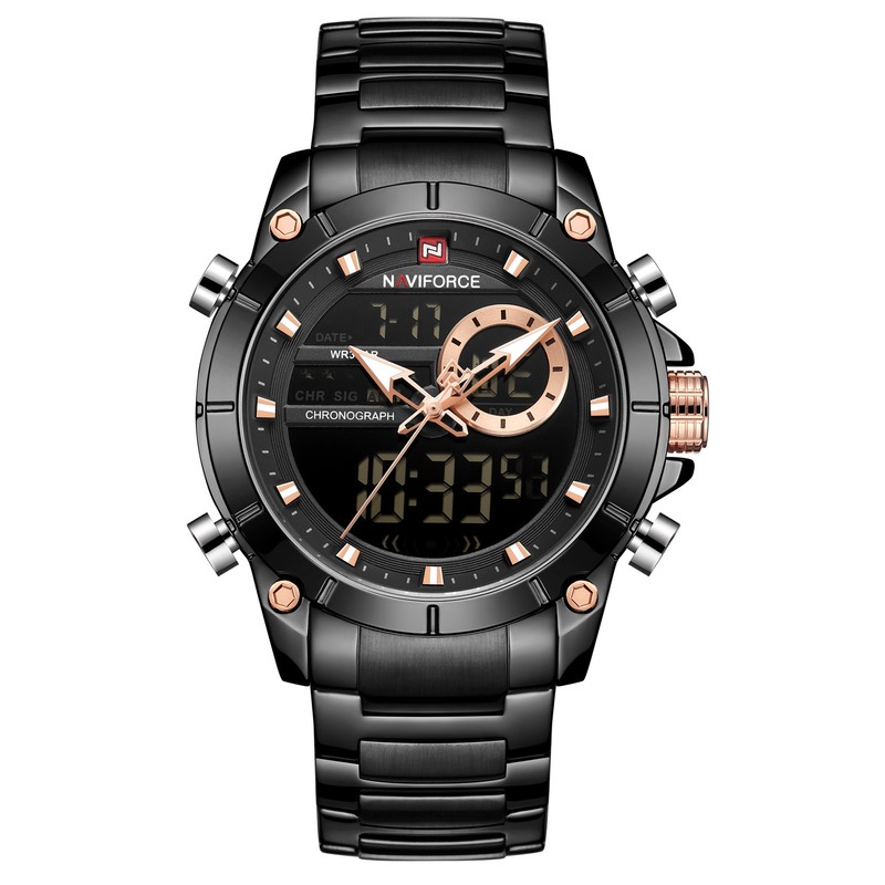 Men Watch Quartz Movement Digital Chronometer Analog Business Sports Casual
