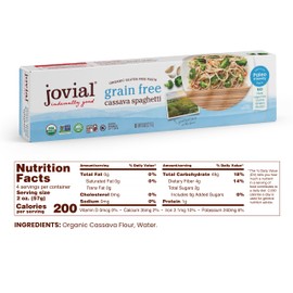 Jovial Grain-Free Cassava Spaghetti - Spaghetti Noodles, Cassava Pasta, Paleo Pasta, Gluten Free Pasta Spaghetti, Grain-Free, Certified Gluten-Free, USDA Certified Organic, Non-GMO - 8 Oz, 1 Pack