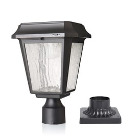 KMC LIGHTING ST4618Q Solar Post Light Outdoor Waterproof Aluminum Solar Lamp 180LM Black for Lawn Yard Pathway Garden Entryways Driveway Balcony Decoration