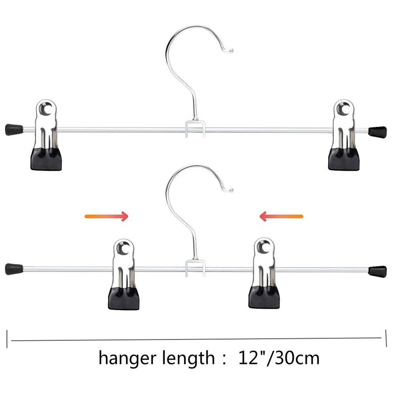 Trouser Hangers, 20 Pack Skirt Hangers with Adjustment Metal Grip