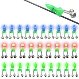 HLOGREE 30PCS LED Night Fishing Tackle Rod Bait Alarm Bell, Night Sea Fishing Rod LED Light Clip with Twin Bells Ring Fishing Bite Alarm Indicator On Fishing Rod (Red & Blue & Green Light)