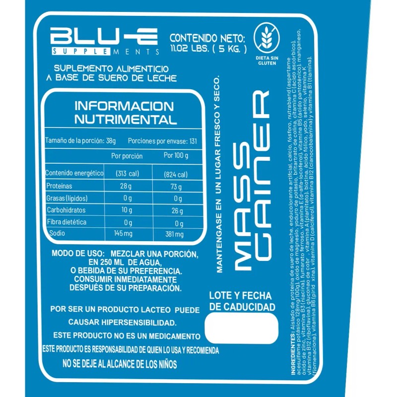 Mass Gainer 5kg Blu Varios Sabores