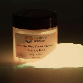 Shiny Stone Glow in The Dark Powder Pigment, Neutral and Fluorescent Colorful Luminous Pigment Powder for Painting, Epoxy Resin Colorant, DIY Crafts and Theme Party,100g/3.53oz (Orange Red)