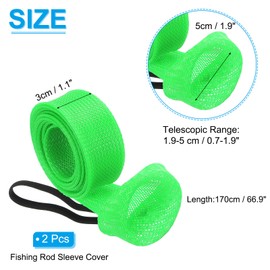 PATIKIL 67" Rod Sock 2pcs Fishing Rod Sleeve Cover Braided Mesh Pole Protector Gloves for Spinning Rod Fly Rod Ice Rod Casting Rod Green