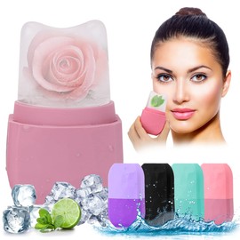 Ice Roller for Face and Eye, Upgraded Ice Face Roller Facial Beauty Ice Roller Skin Care Tools, Ice Facial Roller Gua Sha Face Massage, Silicone Ice Mould for Face Beauty Remove Fine Lines (Purple)