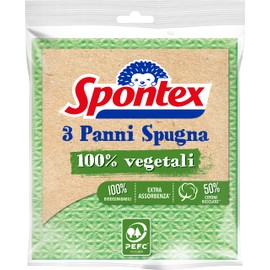 Spontex 3 Pack Eco Sponge Cloths Biodegradable Eco Cellulose/Cotton Green