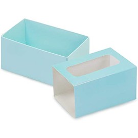 10 PK, Aqua Macaron Cookie Box Set, 3.75 x 2.5 x 2" for Events, Birthday Parties, Upscale Events