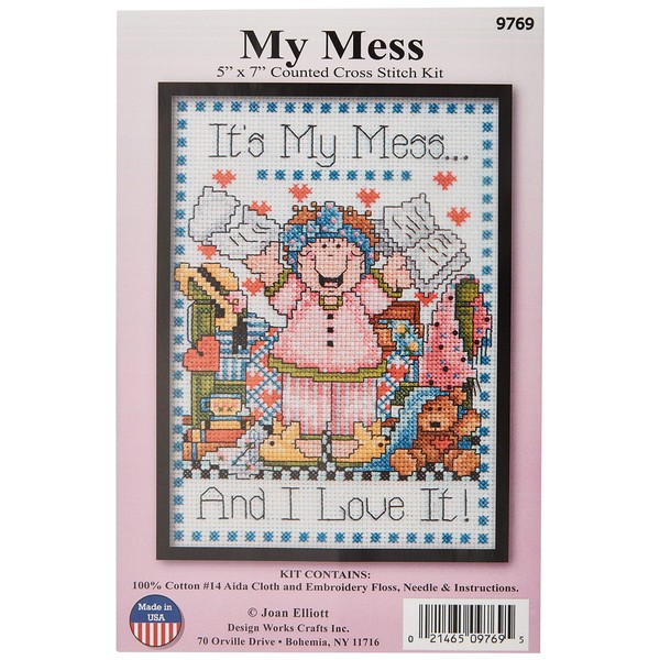 Tobin DW9769 14 Count My Mess Counted Cross Stitch Kit, 5 by 7-Inch