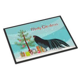 Caroline's Treasures BB9200JMAT Sumatra Chicken Christmas Doormat 24x36, Teal Front Door Mat Indoor Outdoor Rugs for Entryway, Non Slip Washable Low Pile, 24H X 36W