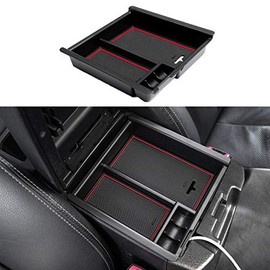 JDMCAR Compatible with Center Console Organizer Toyota Tacoma Accessories 2022 2021 2020 2019 2018 2017 2016,Tacoma Insert ABS Black Materials Tray - (Red Trim)