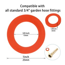 Jeeker 100 PCS Garden Hose Washer, Heavy Duty Rubber Gasket Fit for Standard 3/4 inch Garden Hose Fittings (red)
