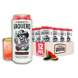 Thirsty Vaquero, Watermelon Jalapeño Flavored (Sandia Salvaje), Mexican soda-inspired, Real Fruit Juice & Savory Spices, Sweetened with Agave, All Natural, 16 oz Cans, 12-Pack, Packaging may vary