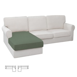Easy-Going - Fundas elásticas para sofá seccionales, 1 pieza, funda para sofá en forma de L, funda separada para sofá de sección izquierda/derecha, color verde grisáceo