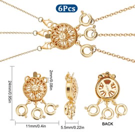SUNNYCLUE 1 Box of 6 Necklaces Clasps Multi-Strand Necklace Clasp Gold Separator Connector Multilayer Necklace Clasps for Women Lobster Spring Rings Stackable Jewellery Making