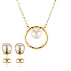 Miraval Women's Jewellery Set Necklace and Stud Earrings Real Silver Adjustable 925 Sterling Silver / Gold with Lobster Clasp in Elegant Gift Box, Sterling Silver