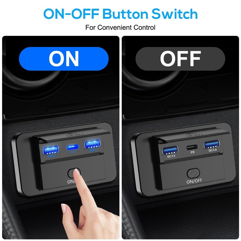 Linkstyle 2PCS Car Charger Panel, Dual 18W QC3.0 USB A