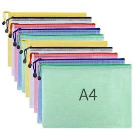 A4 Plastic Wallets 10Pcs A4 Zip Wallets File Folder Zip Lock Bags Document Wallet File Zipper Bags for Office Home School Supplies