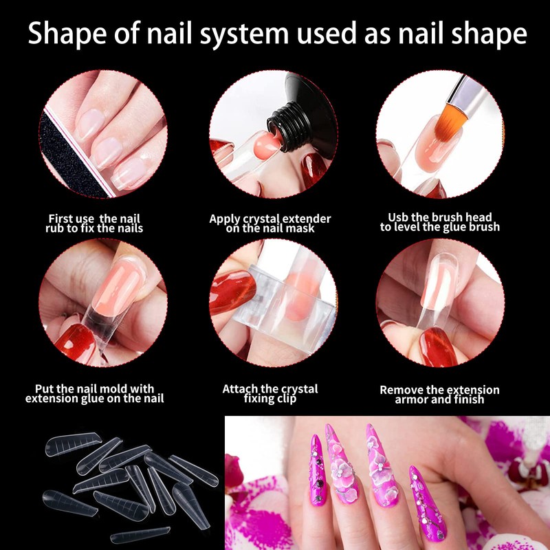 120 Pieces Clear Dual Nail System Shape Mould Acrylic Stiletto